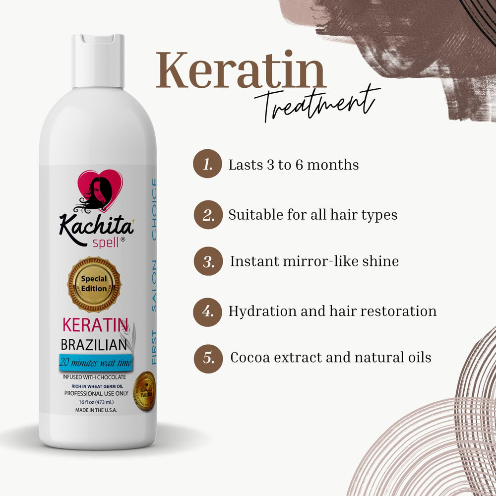 Close-up of keratin treatment being applied with rich chocolate formula