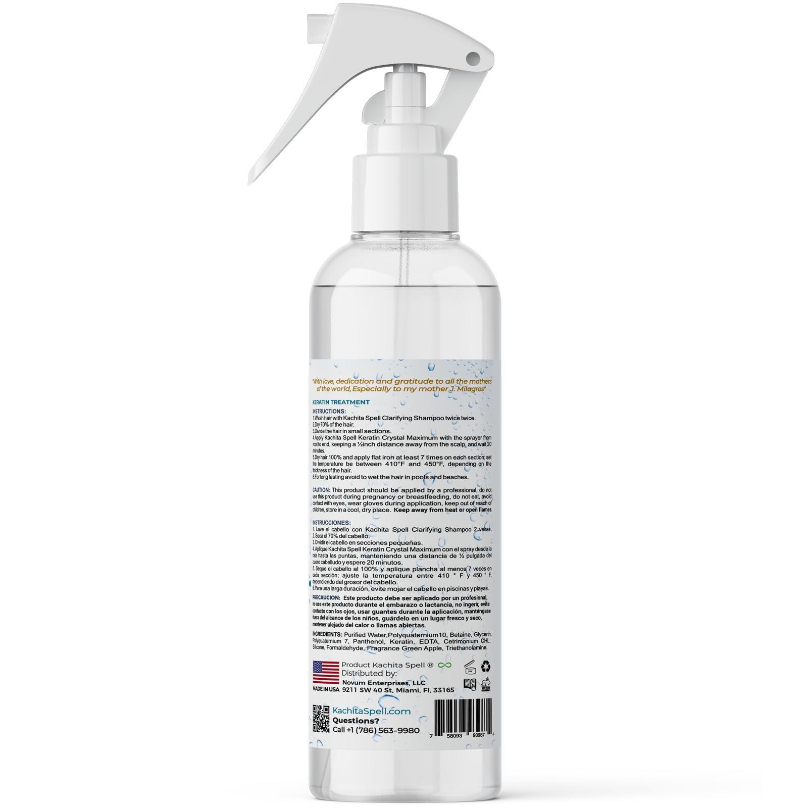 Kachita Spell Keratin Crystal green apple scent enhances the treatment experience