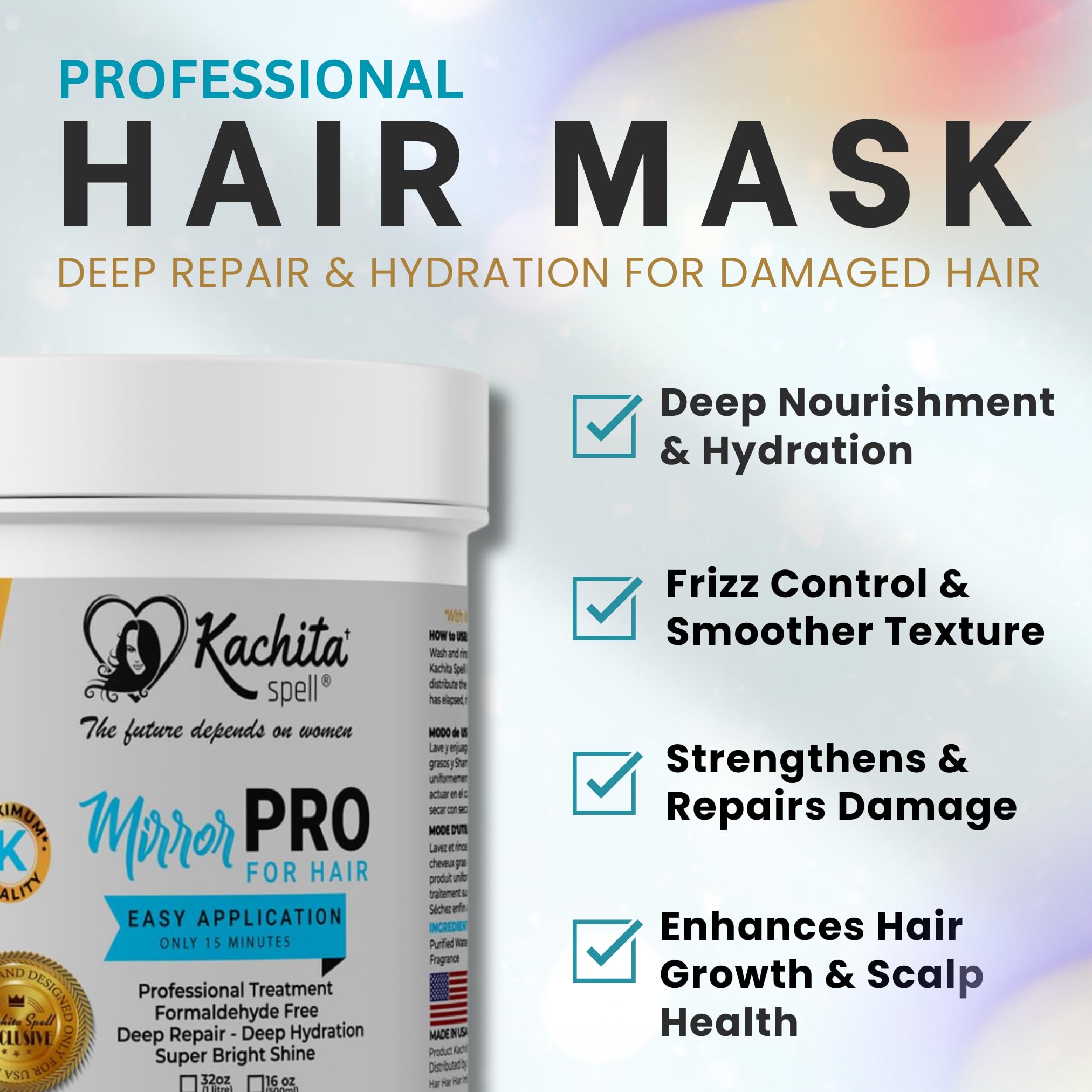 Kachita Spell MirrorPRO Hair Mask application on damp hair for deep conditioning