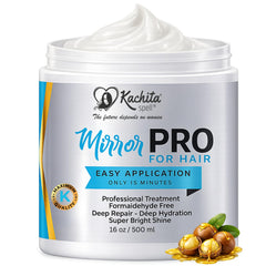 Kachita Spell MirrorPRO sulfate-free formula bottle beside natural oils