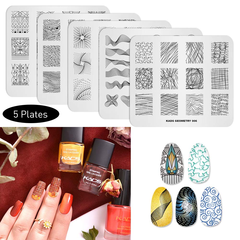 KADS nail art plate geometry pattern 1 for crisp lines on nails