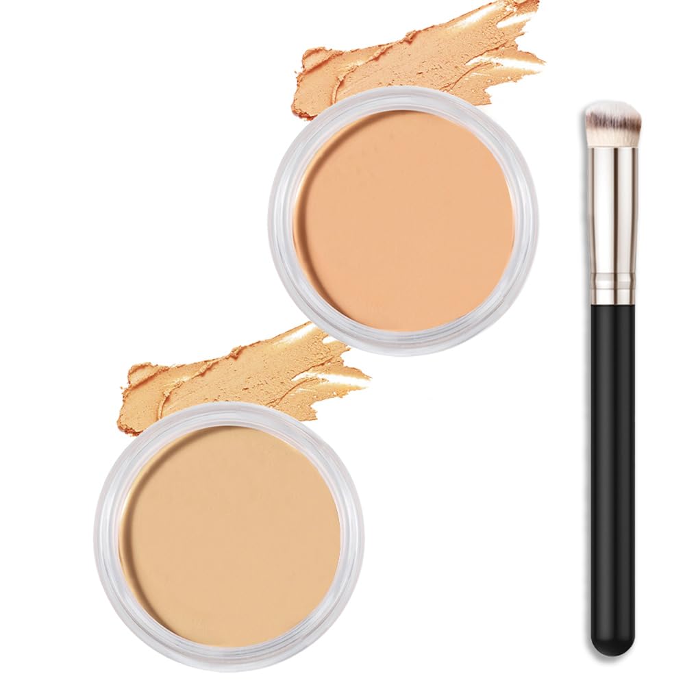 Kaely 2Pcs Cream Pot Concealer set packaging shows palette and brush for precise application.
