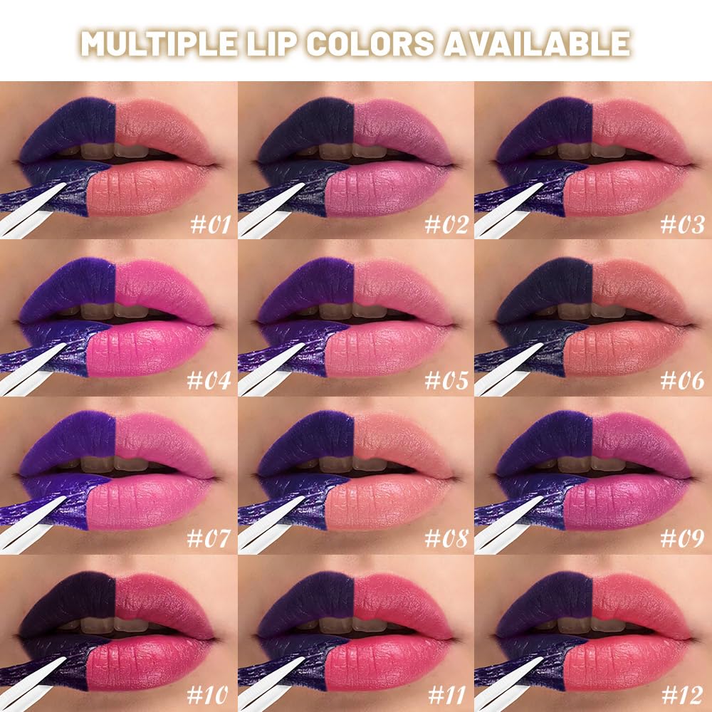 Kaely lip-stain application and peel-off reveal vibrant color.