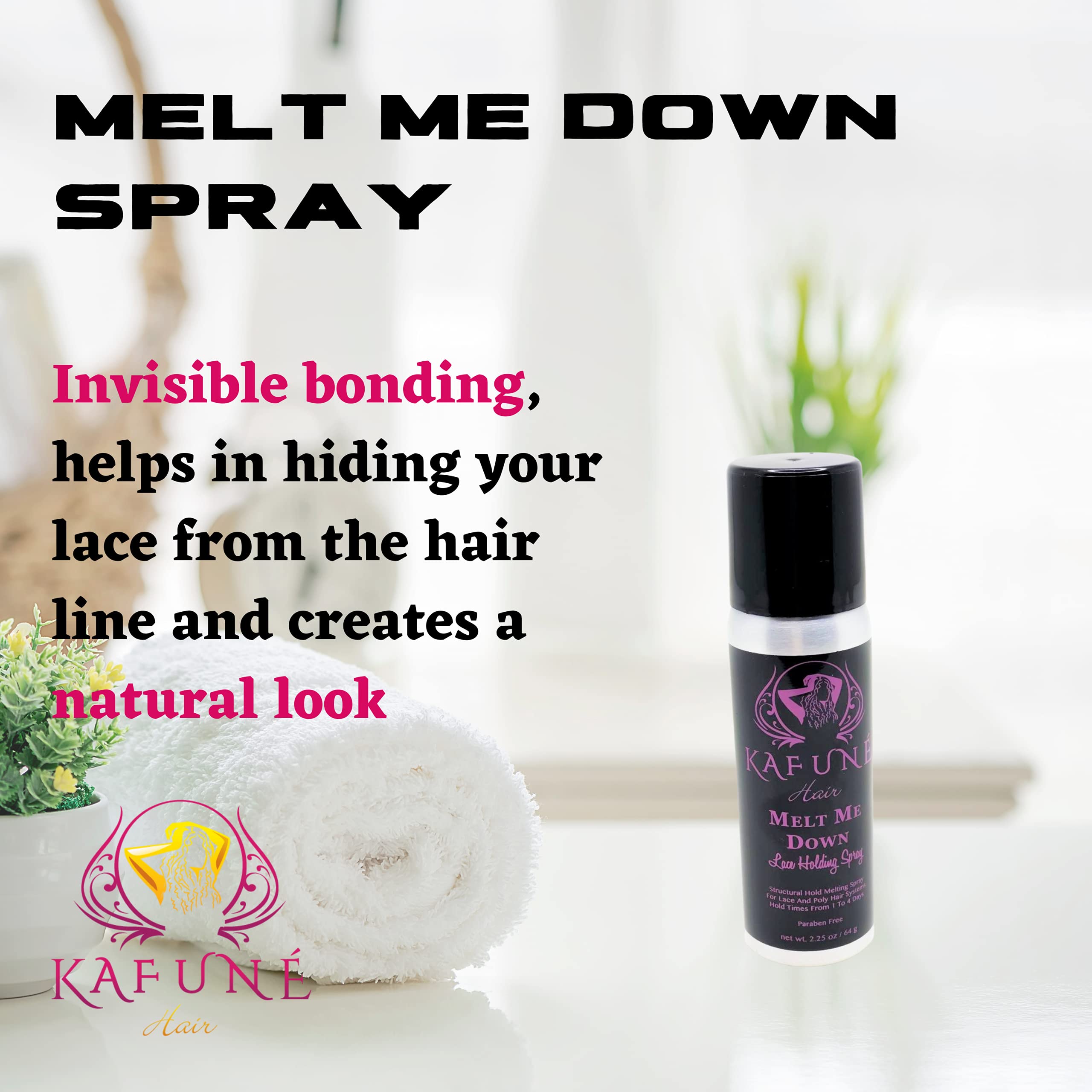 Kafune Amor Hair Melt Me Down leaves a flake-free finish on lace wigs.