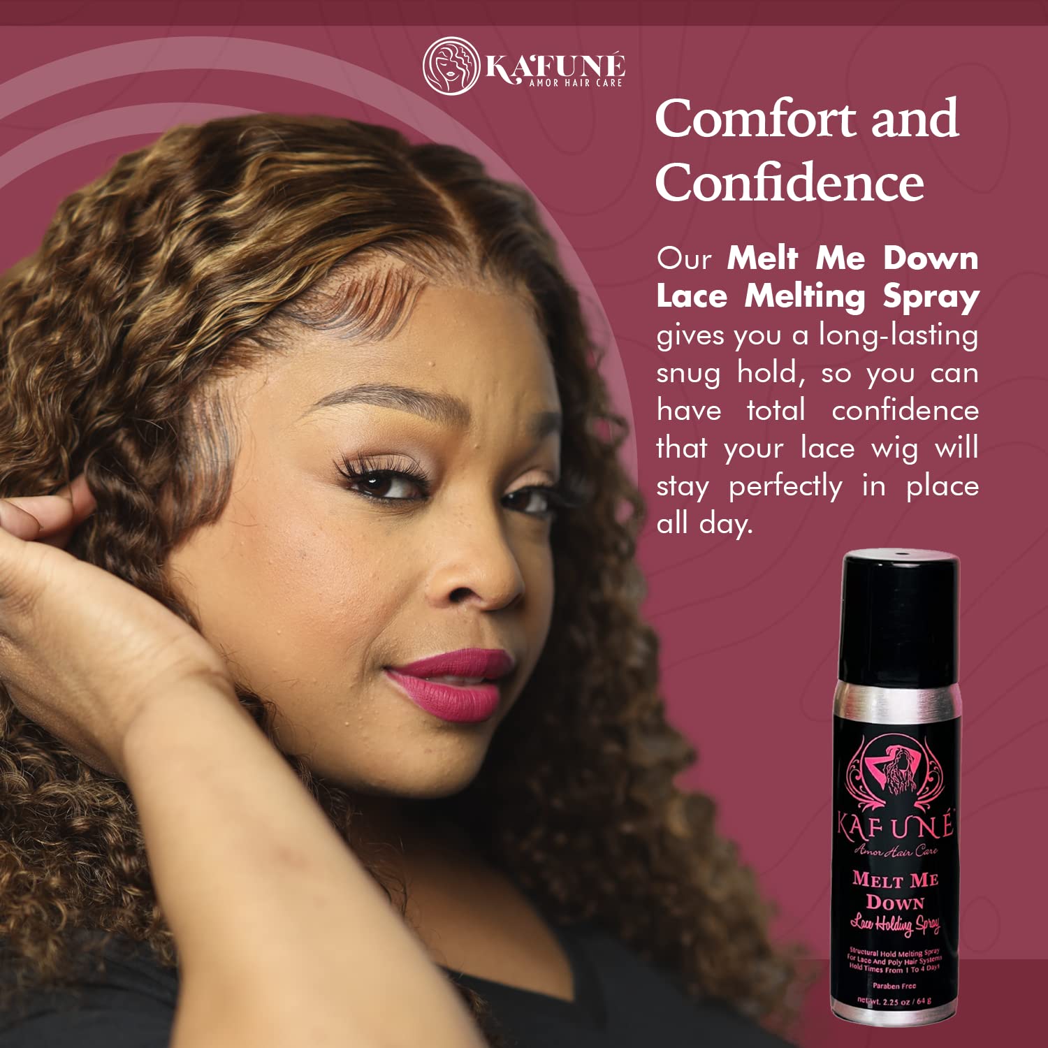 Kafune Amor Hair Melt Me Down being applied to a lace wig cap.