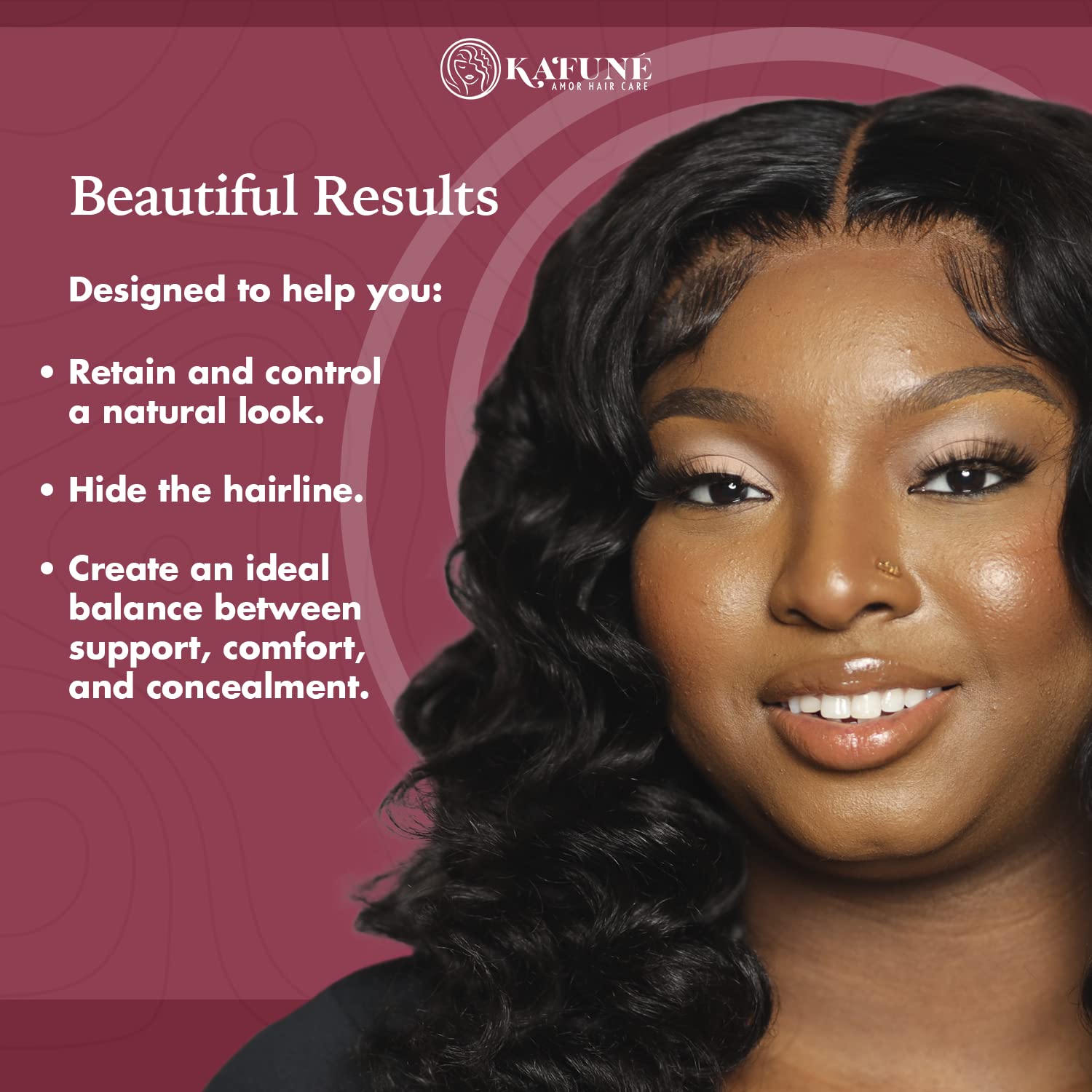 Kafune Amor Hair Melt Me Down on lace, showing HD Swiss wig compatibility.