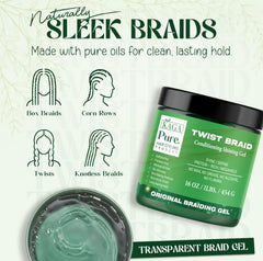 KAGA Pure O Natural Neatbraid Gel application hands for styling control