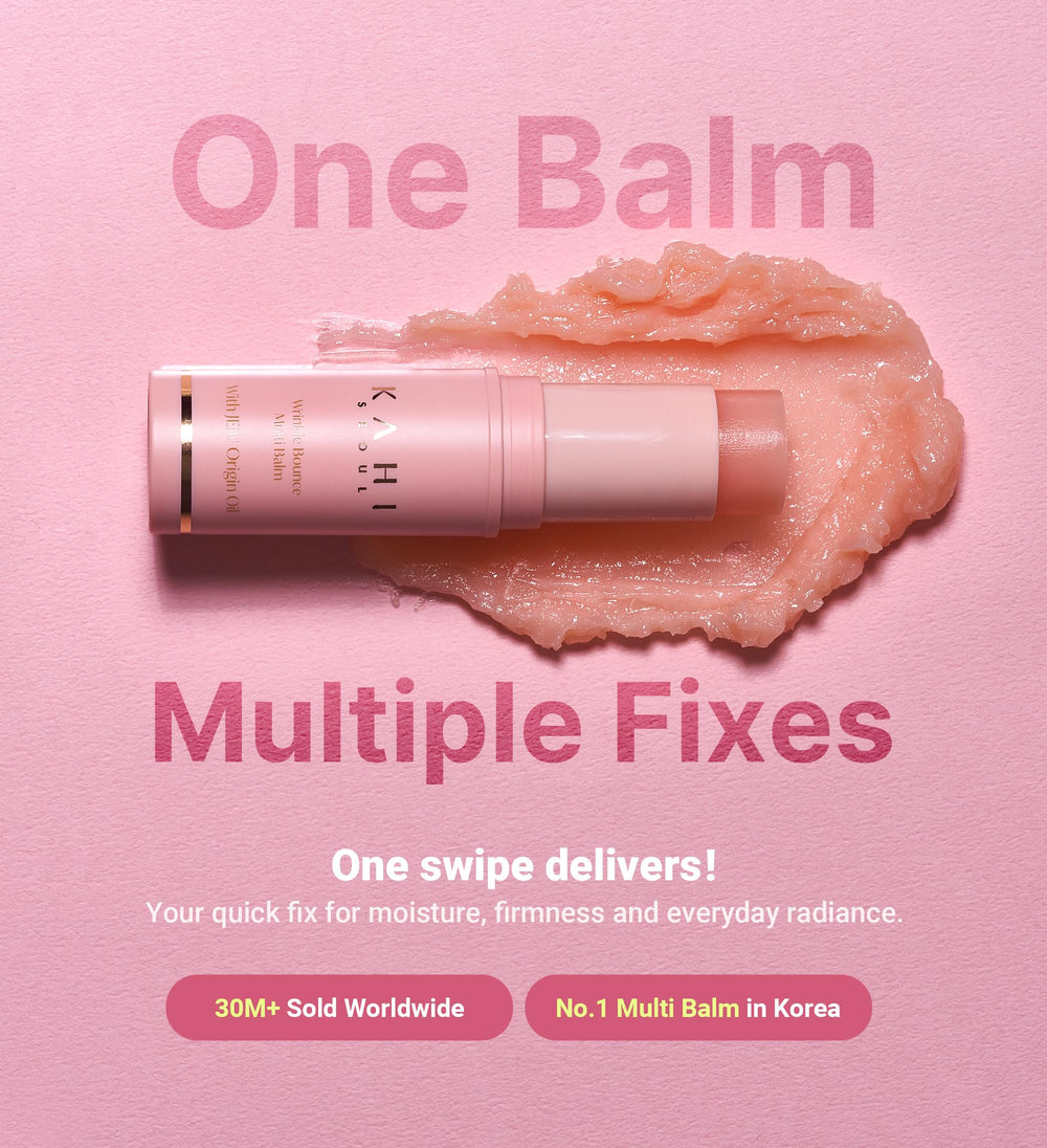KAHI Wrinkle Bounce Multi Balm Stick shown for portable, quick touch-ups.