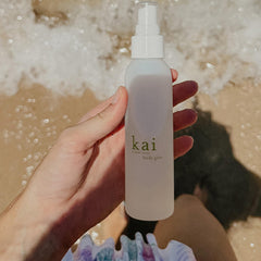 Kai Body Glow Rose ingredients highlight jojoba, chamomile, cucumber for soothing hydration.