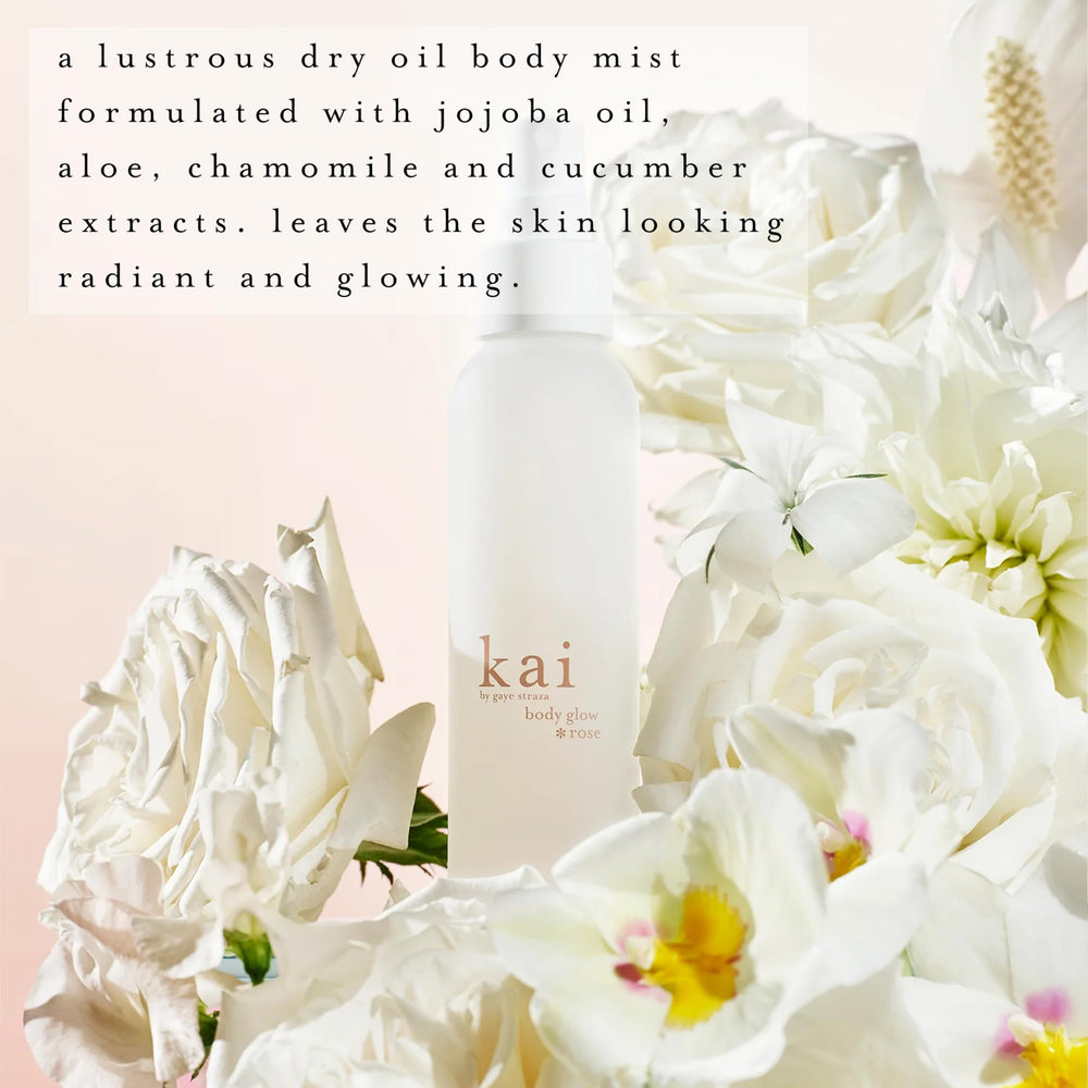 Kai Body Glow Rose pour shows smooth, mess-free application.