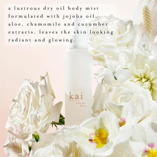 Kai Body Glow Rose pour shows smooth, mess-free application.