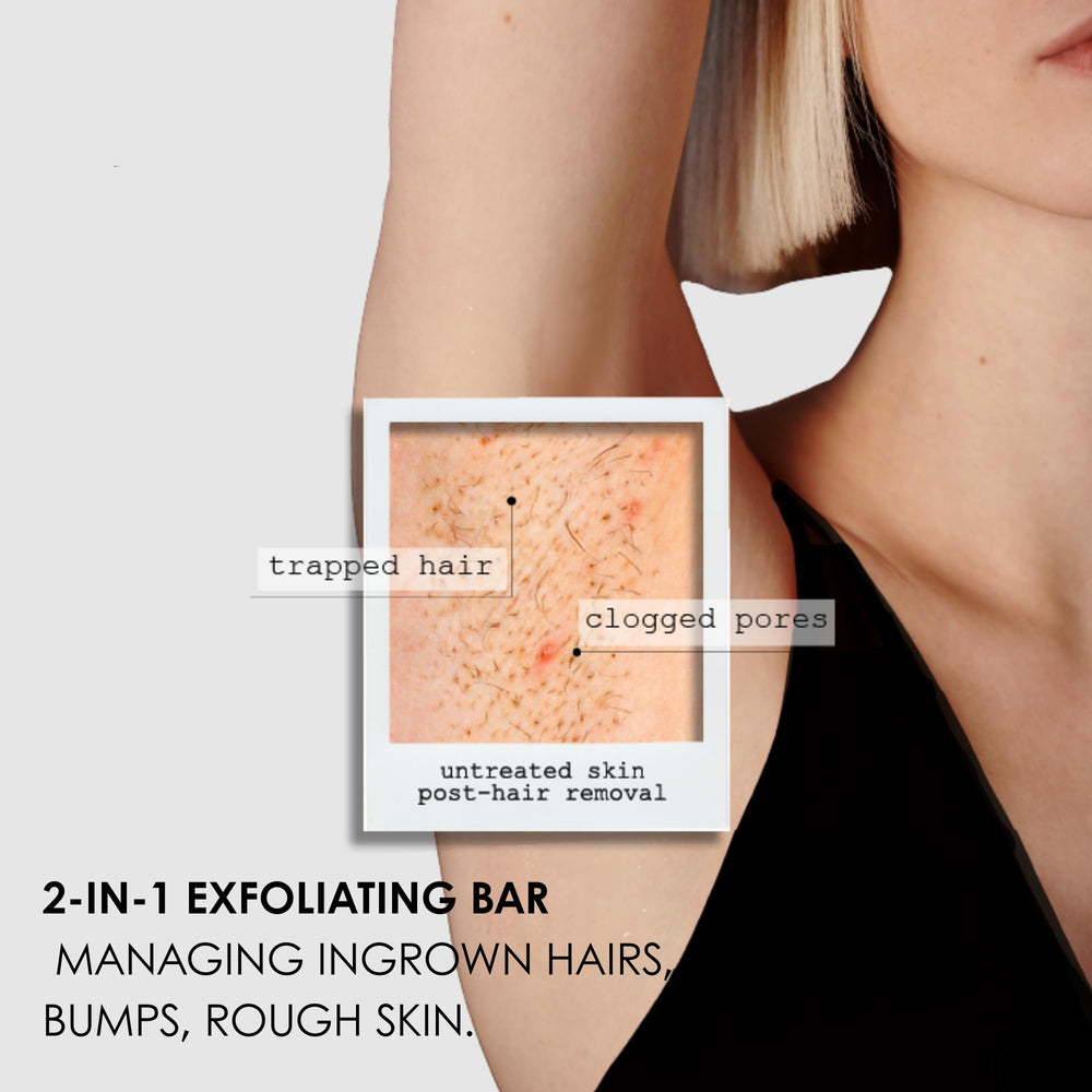 Kaia Naturals Takesumi Bright bar with volcanic sand exfoliating texture on skin.