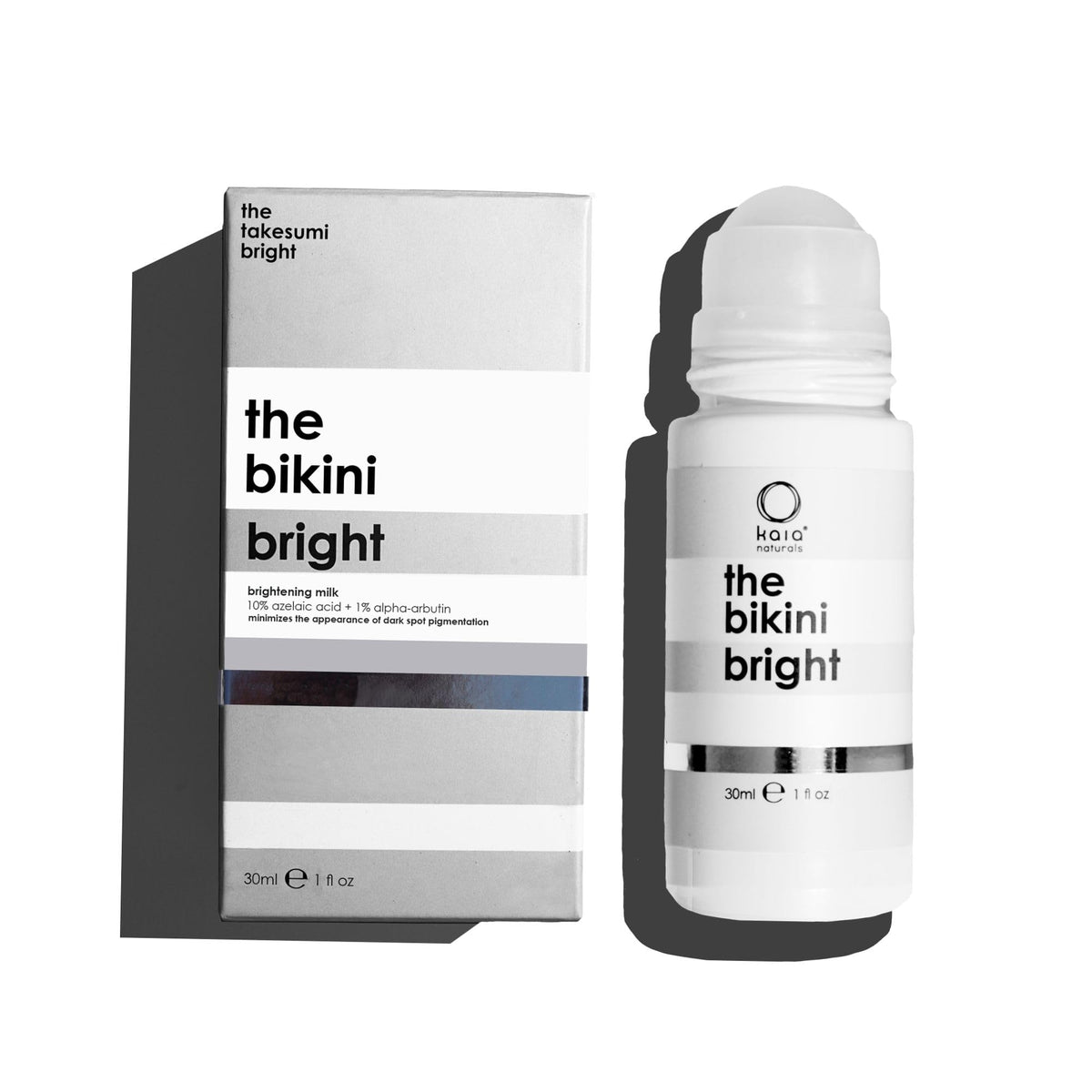 Kaia Naturals Takesumi Bright bottle close-up highlighting bikini-area brightening