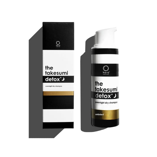 Kaia Naturals Takesumi Detox untinted dry shampoo refreshes roots without visible residue.
