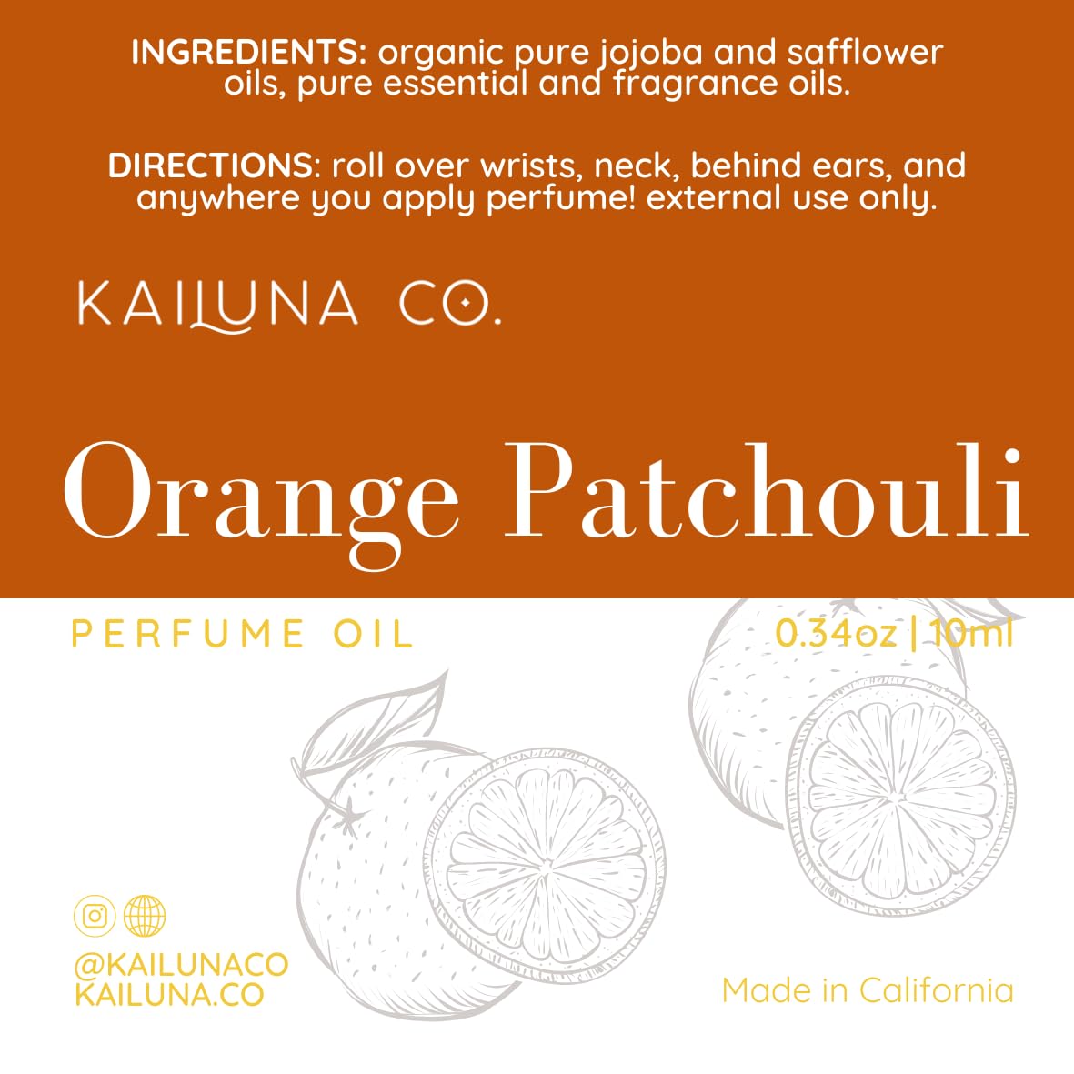Kailuna Co. Orange Patchouli cruelty-free small-batch craft