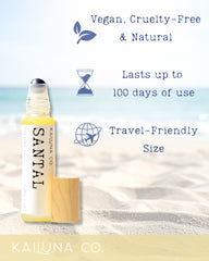 Kailuna Co Santal organic jojoba oil base provides skin-nourishing fragrance.