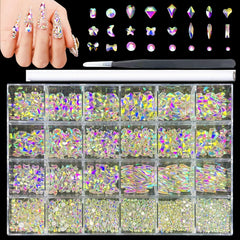 Kaipheiquan Nail Rhinestones Kit with 900 big rhinestones for radiant nail art.