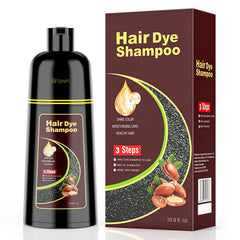 KAISASA brown hair dye shampoo provides seamless gray coverage with natural brown tones.