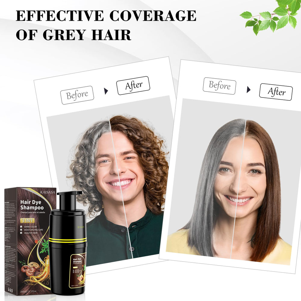 KAISASA Brown Hair Dye Shampoo foamy lather demonstrates gentle home coloring.