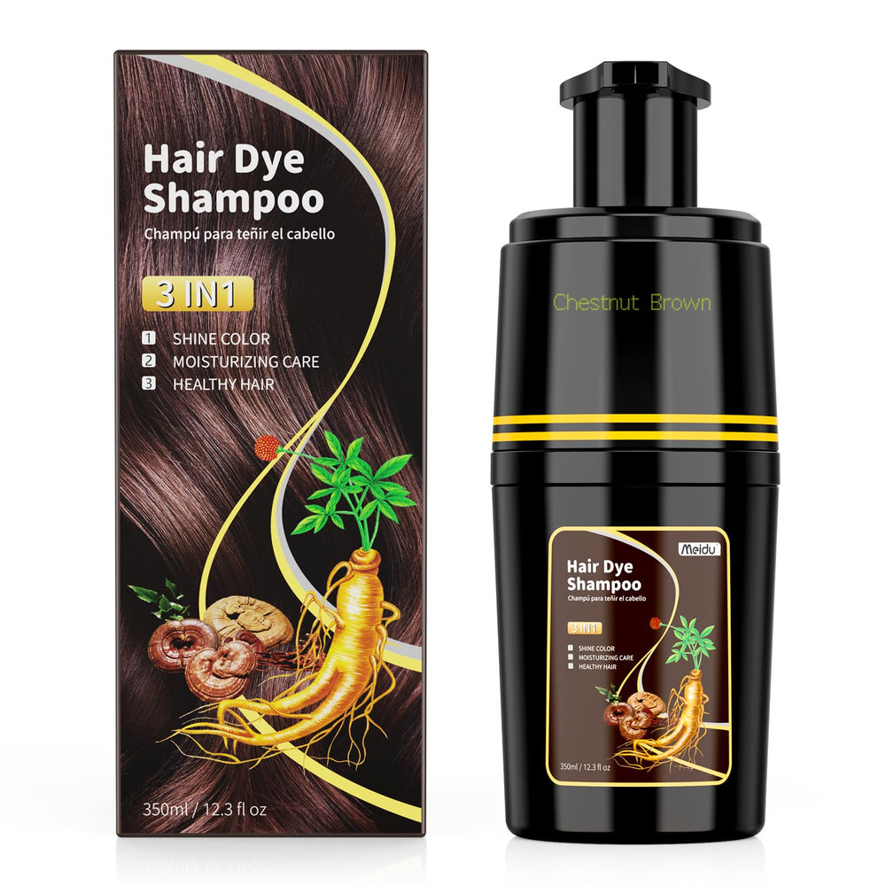 KAISASA Hair Dye Shampoo 3-in-1 Chestnut Brown bottle for color and shine.