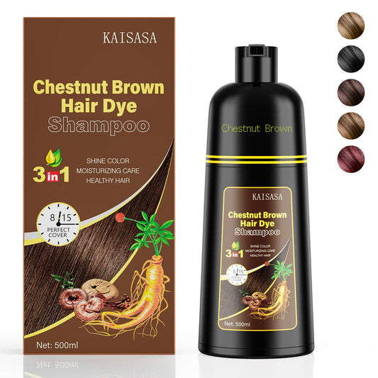 KAISASA Hair Dye Shampoo packaging signals easy at-home gray coverage