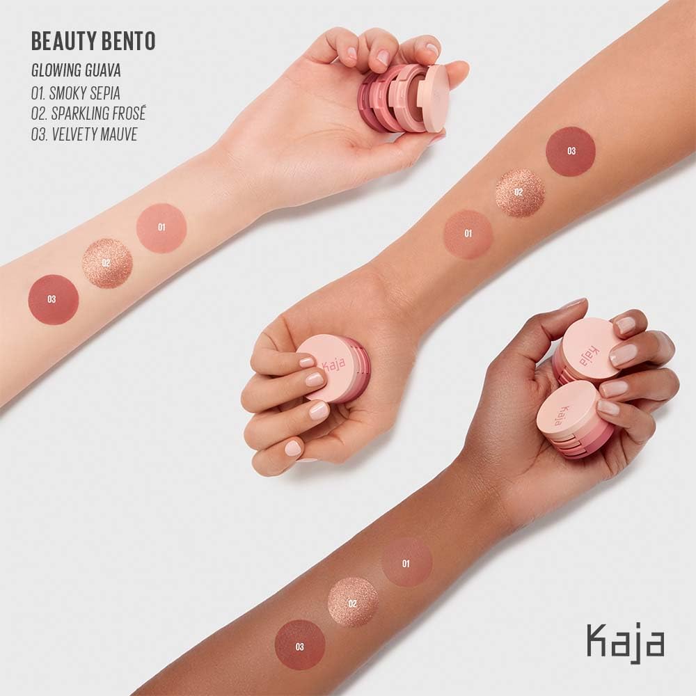 Kaja Beauty Bento 07 captures vibrant pearlescent hues on skin.