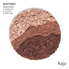 Kaja Beauty Bento 08 Chocolate Dahlia shimmer swatch with luminous dimension.