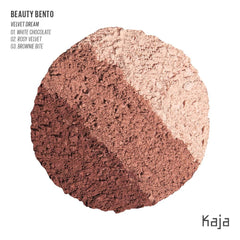 Kaja Bento Trio features matte and shimmer shades for versatility.