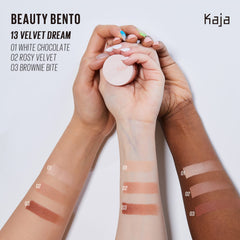 Cream-to-powder texture showcases rich, buildable shimmer and depth.