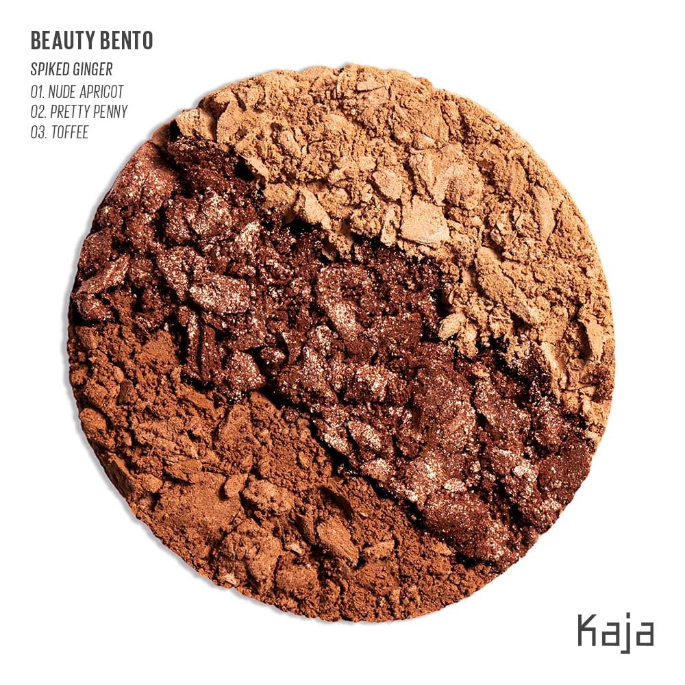Close-up of warm honey tones swatches for versatile day-to-night looks.