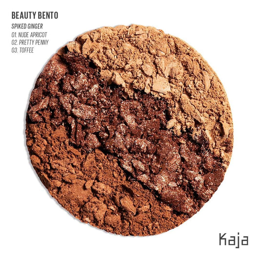 Close-up of warm honey tones swatches for versatile day-to-night looks.