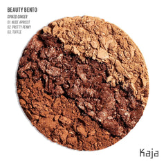 Close-up of warm honey tones swatches for versatile day-to-night looks.
