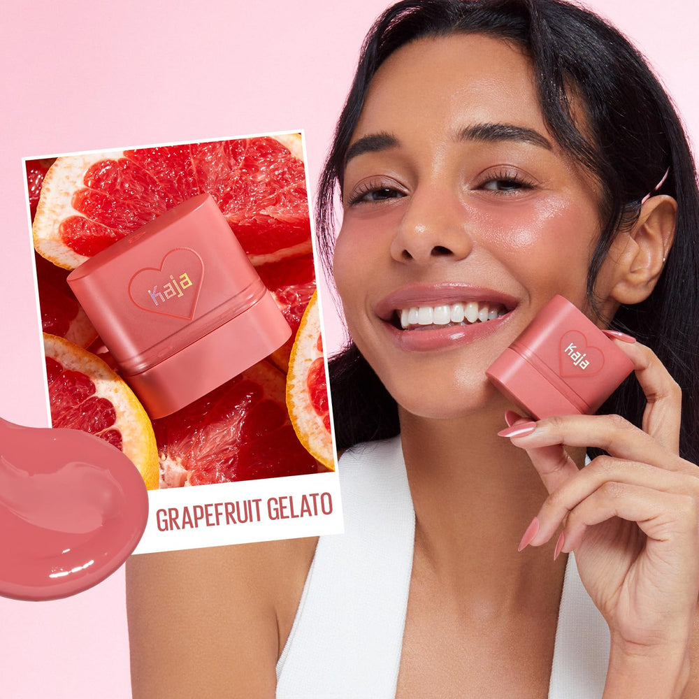 KAJA Grapefruit Gelato cheek swatch for natural glow.