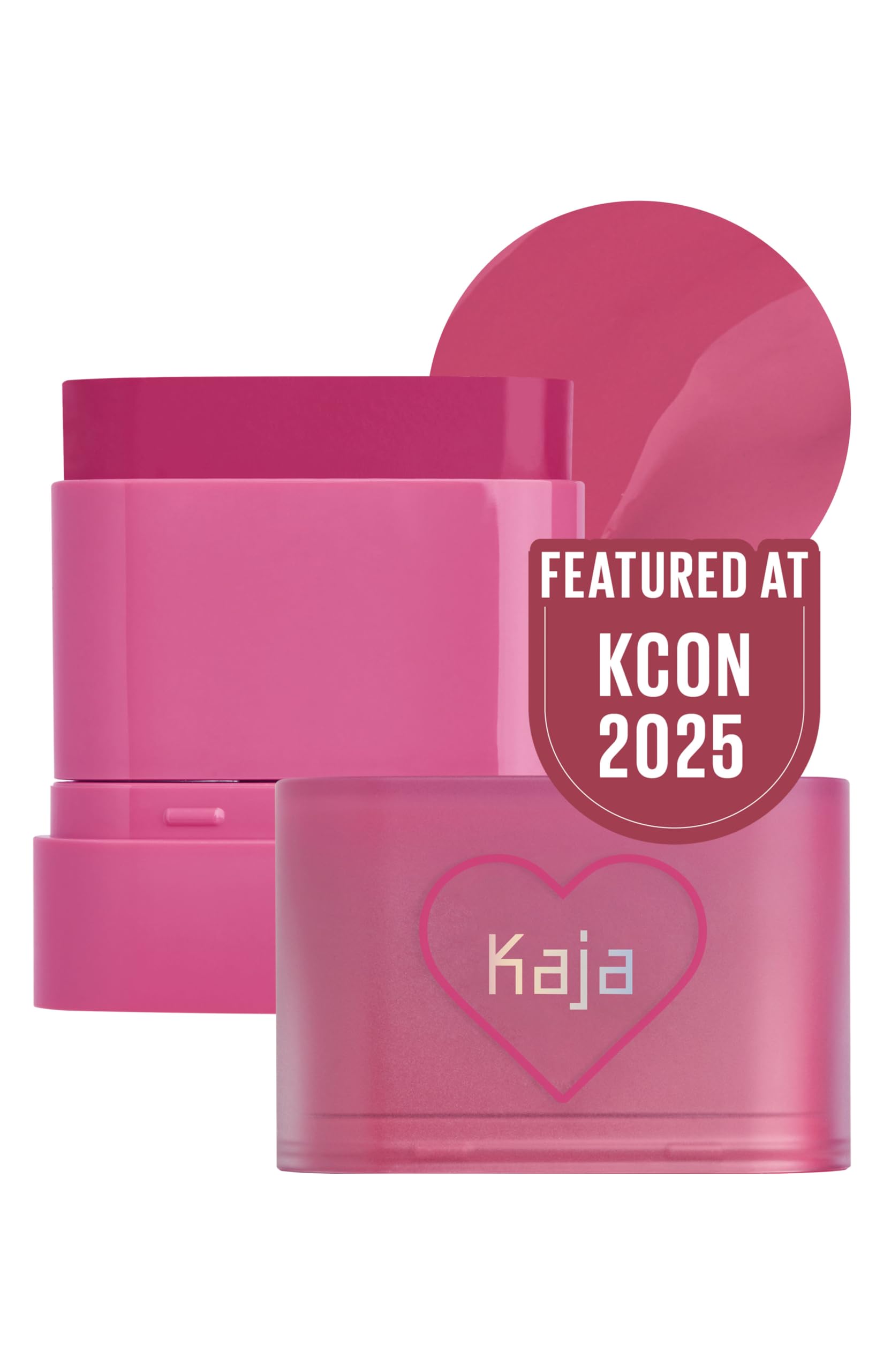 KAJA Dewy Bar Berry Sparkler close-up showing a glossy cheek finish.