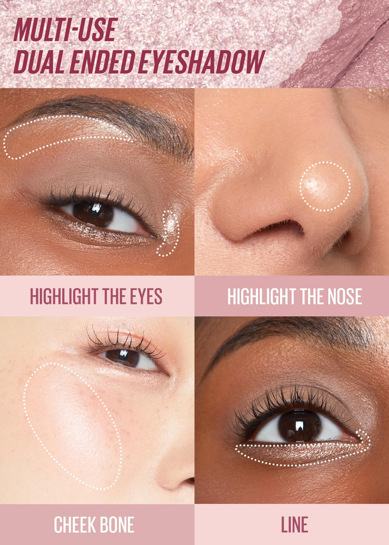 KAJA Wink Dazzle 05 Petal Prism eyelid swatch shows soft color blend.