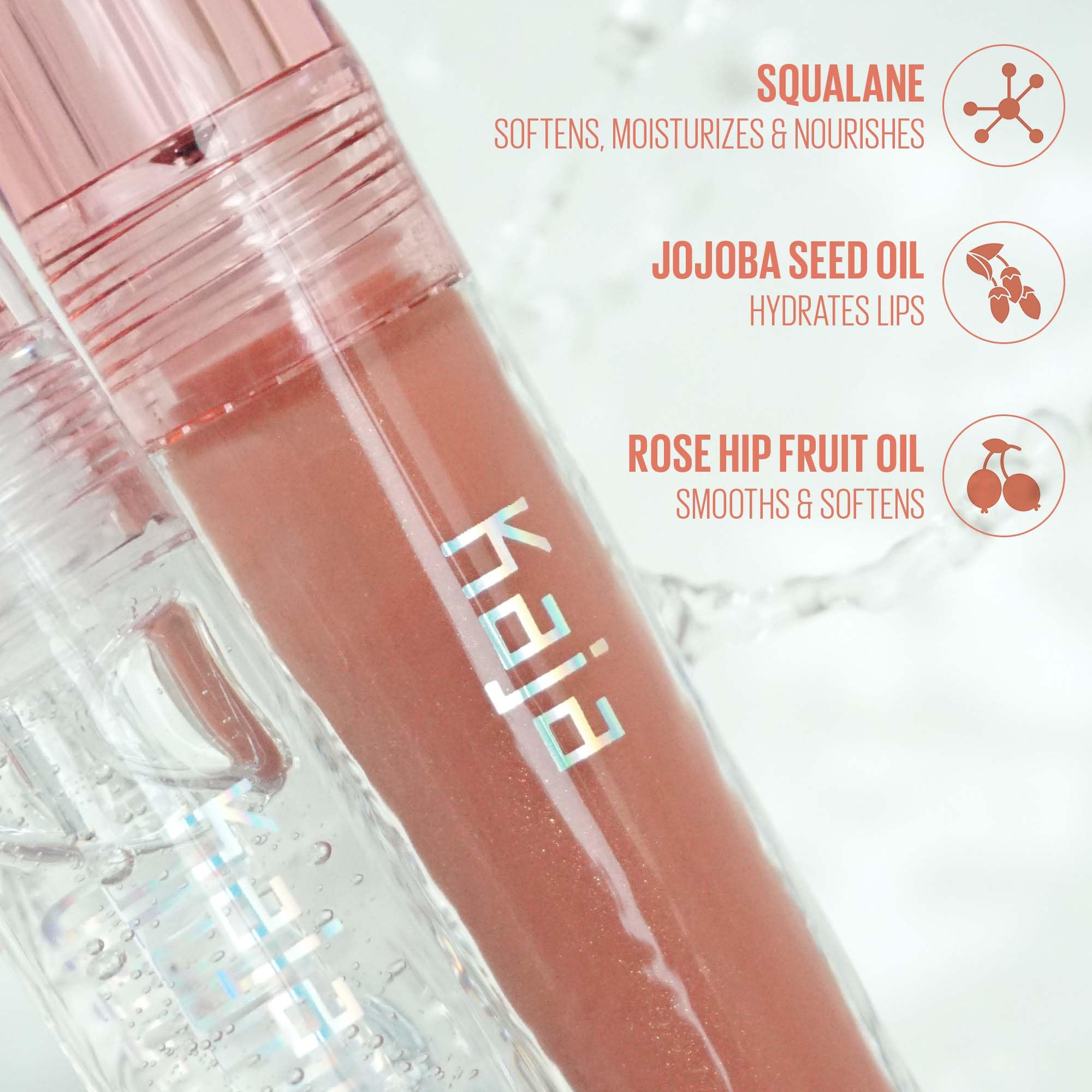 Kaja Gloss Shot 01 crystal-clear texture close-up reveals non-sticky feel