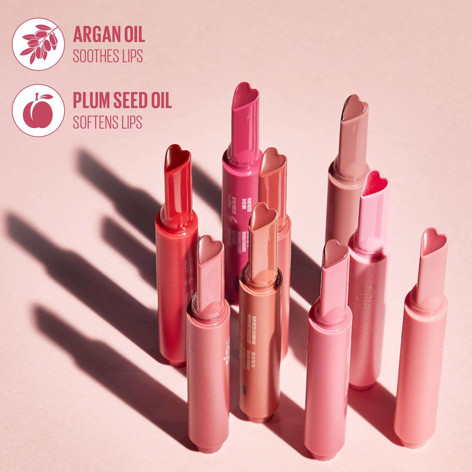 KAJA Lip gloss with argan and plum seed oils nourishes lips.