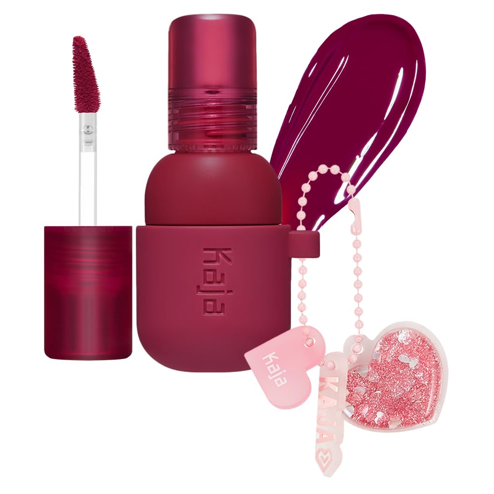 Kaja Jelly Charm 01 Cherry Spritz lip stain provides hydrating color for lips.
