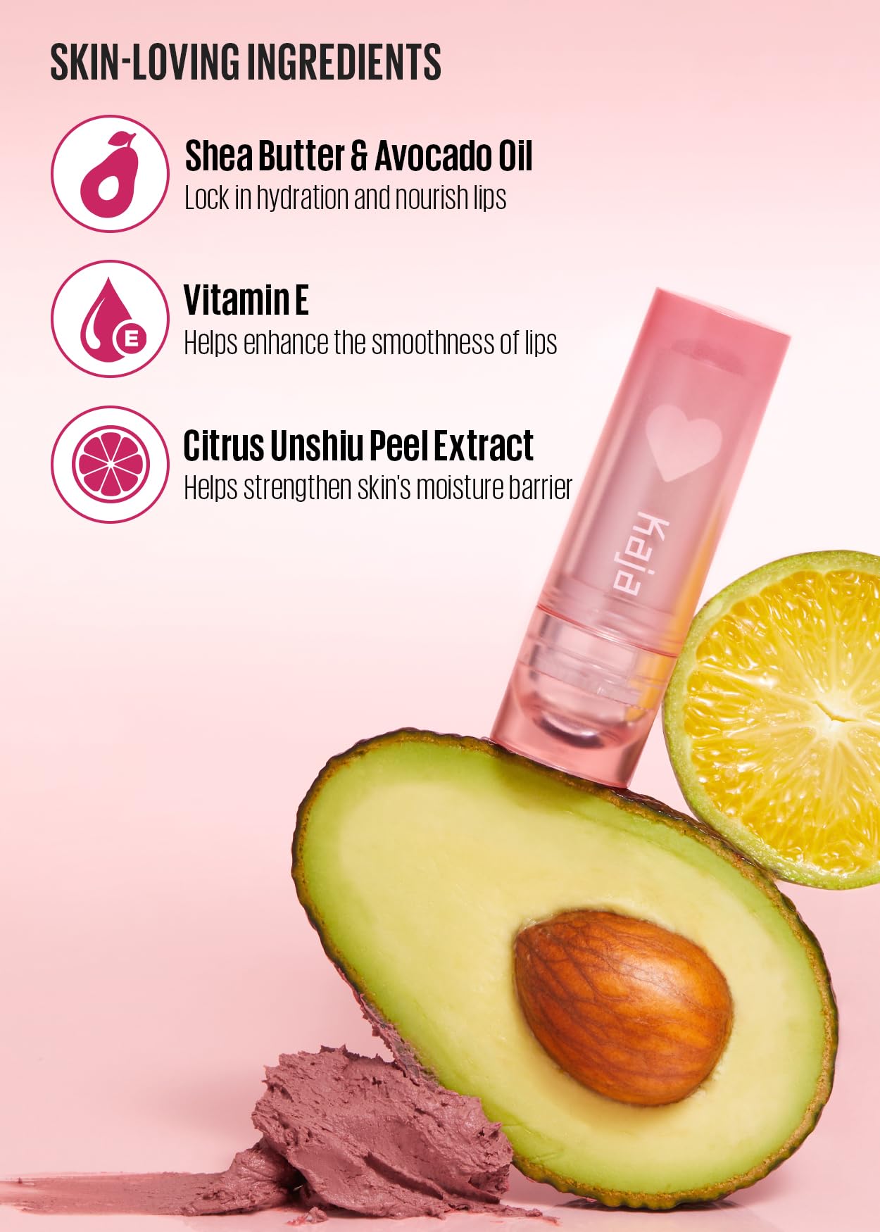 KAJA Love Blur Lip Balm Affection texture close-up