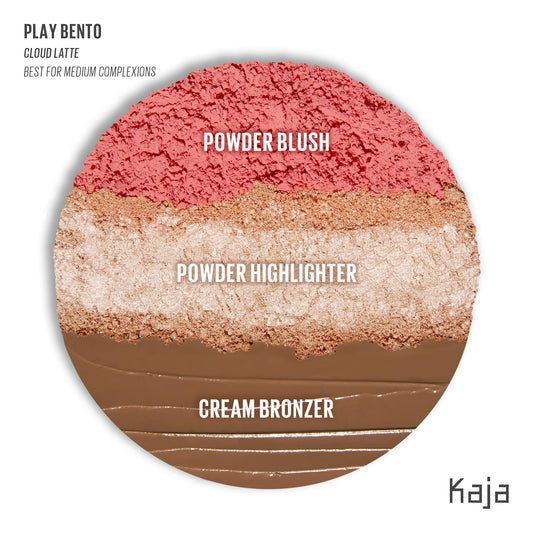 Kaja Play Bento Cloud Latte blush swatch showing natural glow