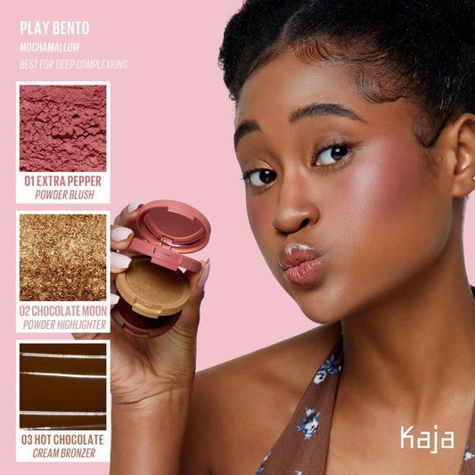 KAJA Play Bento Mochamallow blush pressed powder for smooth, buildable color.