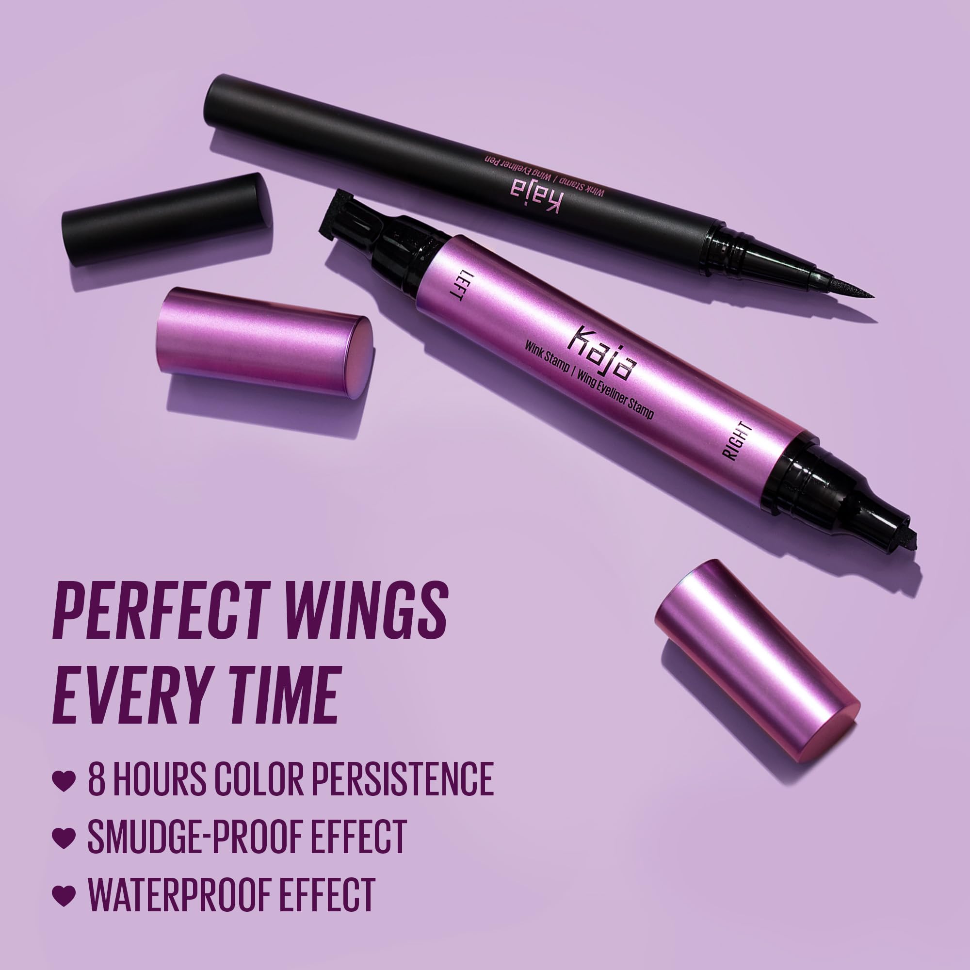 KAJA Wink Stamp Wing outer-edge guide speeds effortless wing creation.