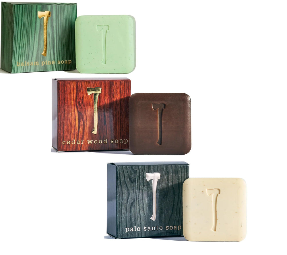 Kalastyle Wood Aromatics Balsam & Pine soap close-up showing exfoliating, refreshing cleanse.