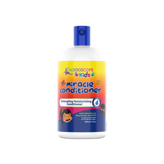 KALEIDOSCOPE MIRACLE DROPS detangling conditioner bottle for kids showing lightweight hydration