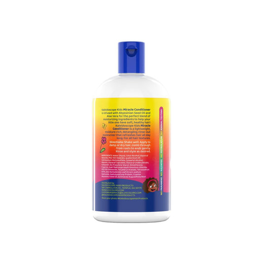Kaleidoscope Miracle Drops detangling conditioner being poured for easy application on curls