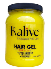 KALIVE 2 STYLE men's styling gel bottle offering 64 oz and strong hold.