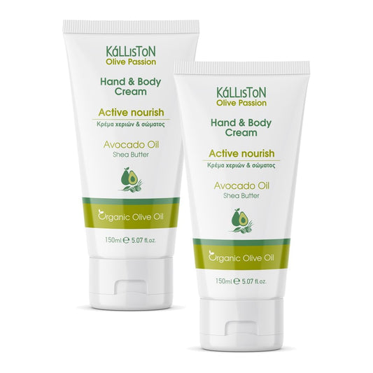 Kalliston hand and body cream application image for quick moisture boost on hands or elbows.