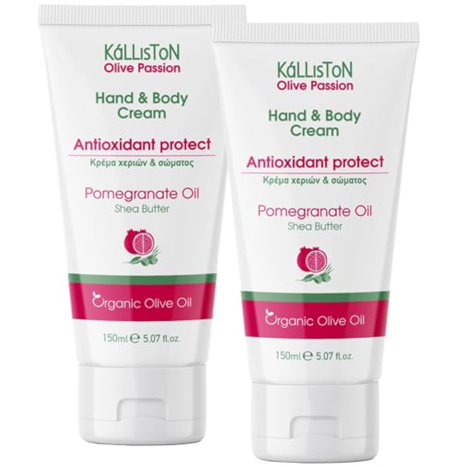 Kalliston pomegranate extract lotion bottle showing nourishing formula for hands