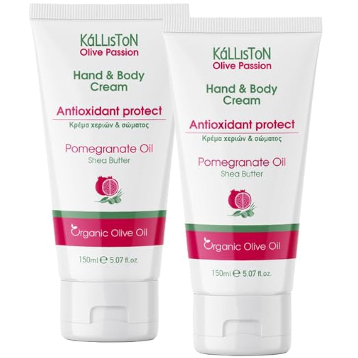 Kalliston pomegranate extract lotion bottle showing nourishing formula for hands