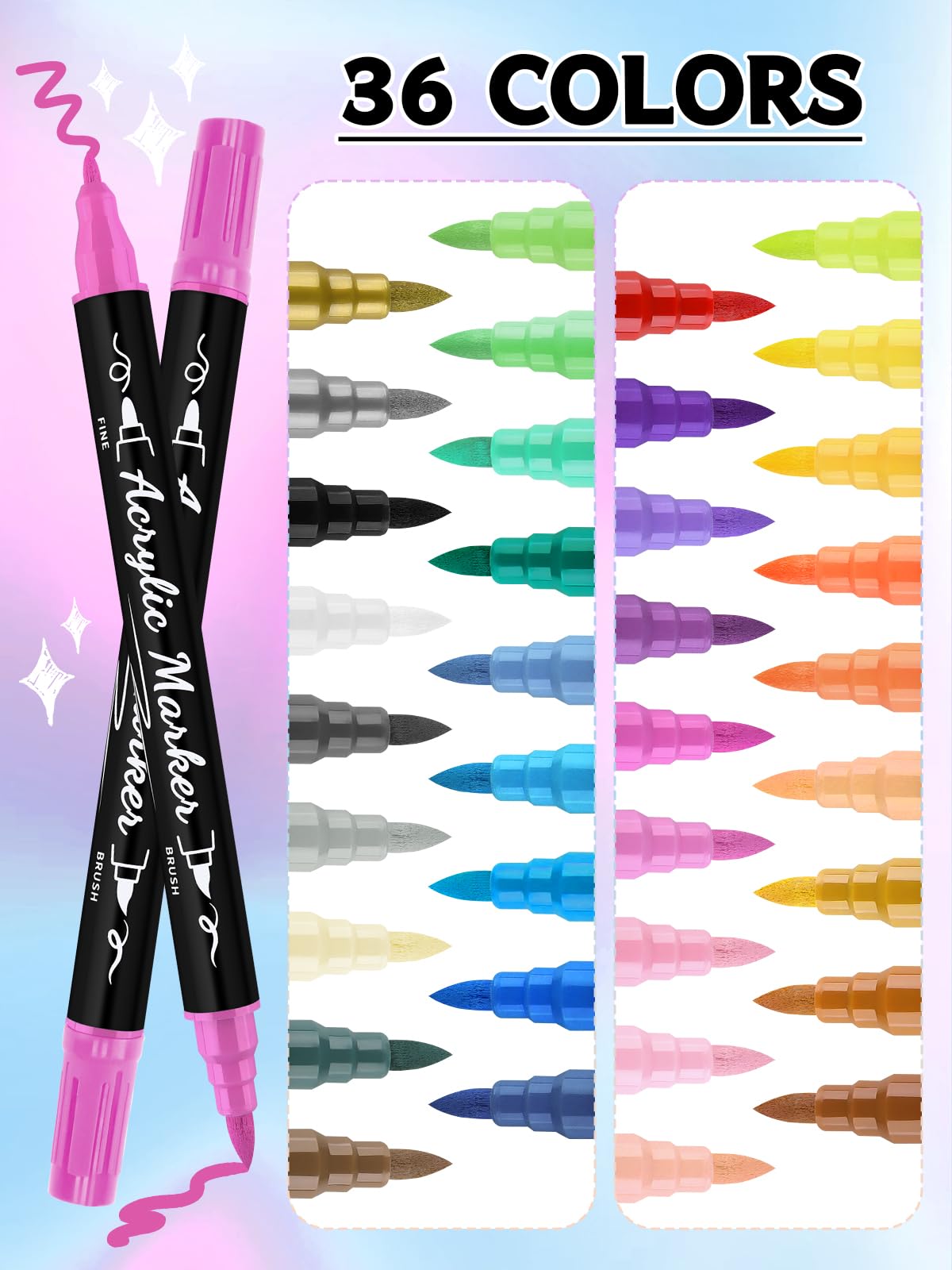 Kalolary brush-tip 1-5mm for quick fills and blending.